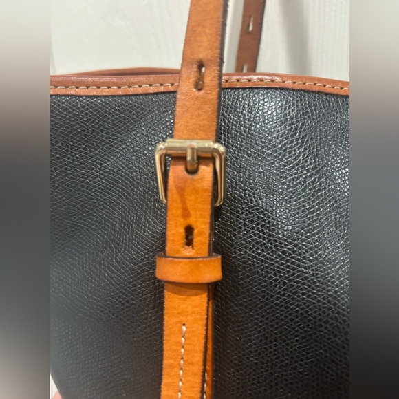 Dooney & Bourke Large Leather Shoulder Tote - Black with Striped interior
. - Picture 14 of 14